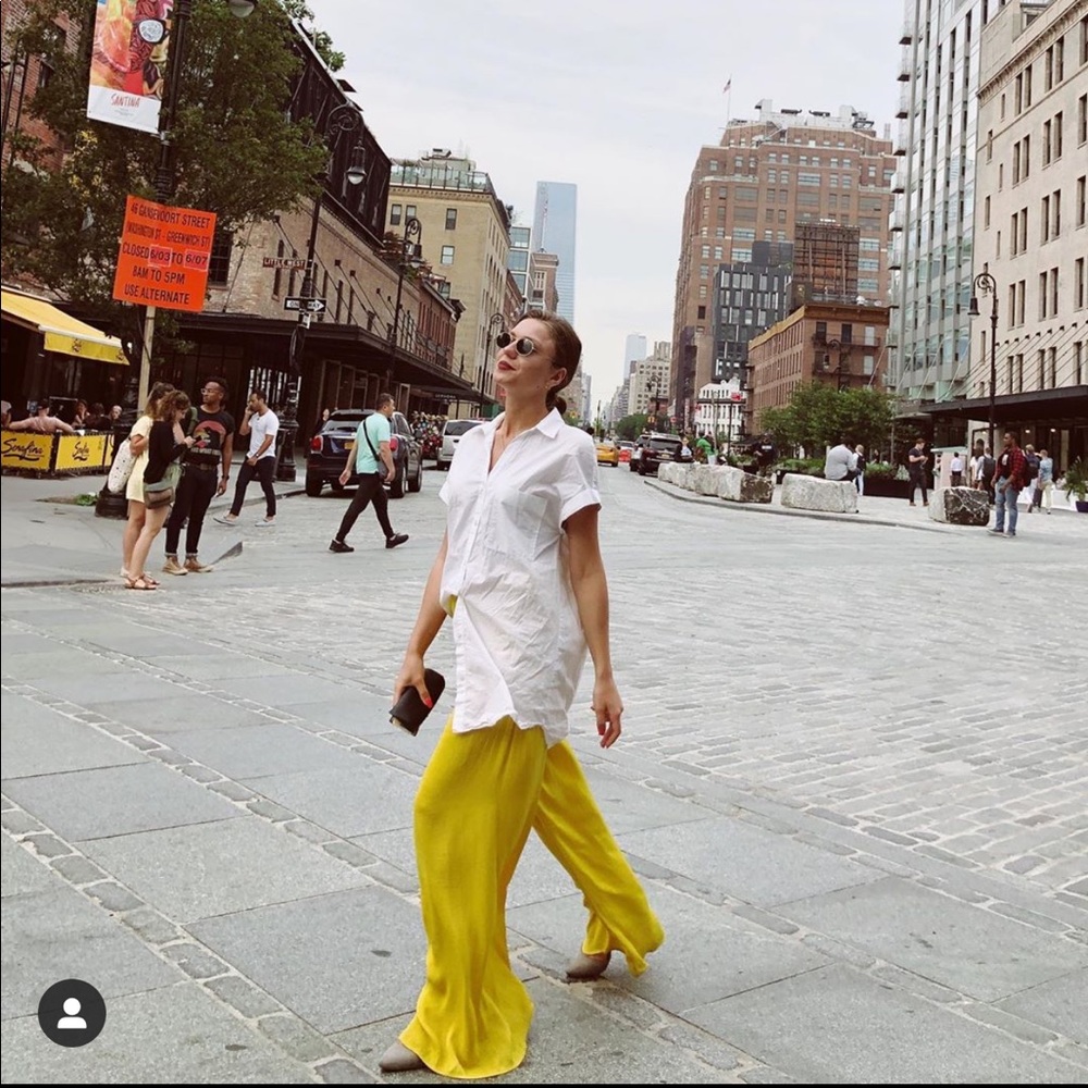 Yellow wide leg pants from Zara